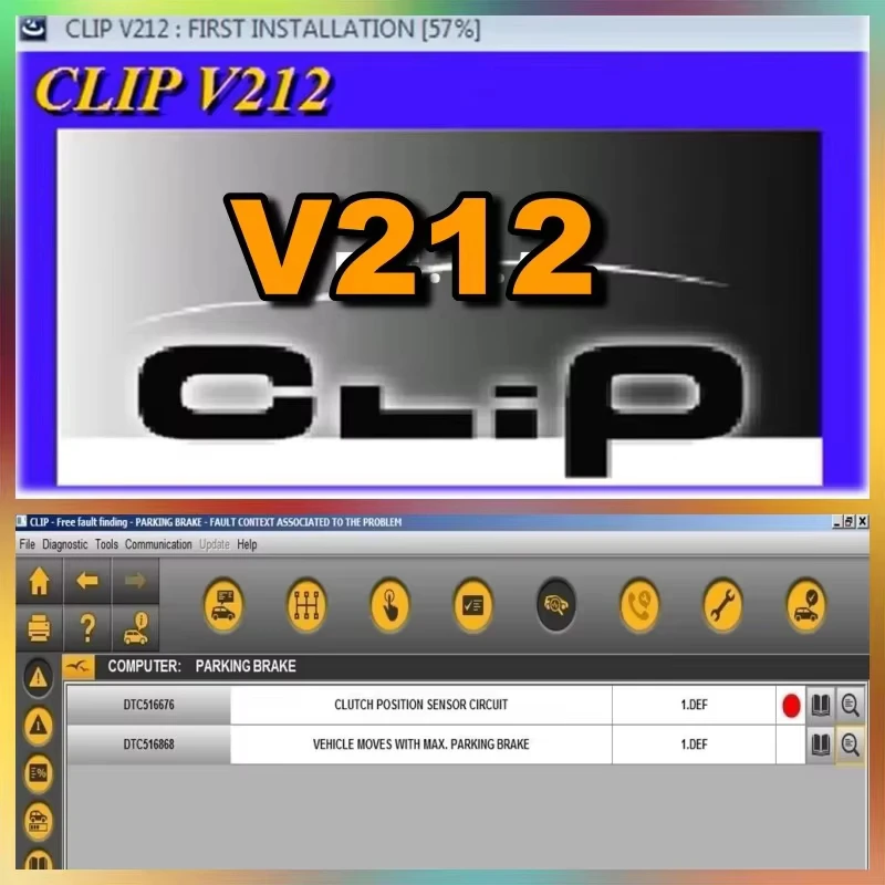 Renault L'ultimo Can Clip V212 Software diagnostico OBD2 puede Clip V205 + Reprog V191 + Extractor de pines V2 agregue i datos