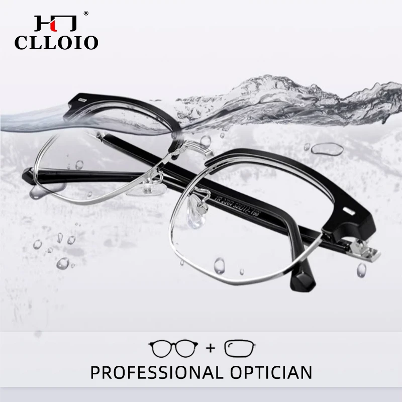 

CLLOIO Men's and Women's Half Frame Advanced Prescription Optical Glasses Fashion Reading Glasses Anti Blue Light Myopia Glasses