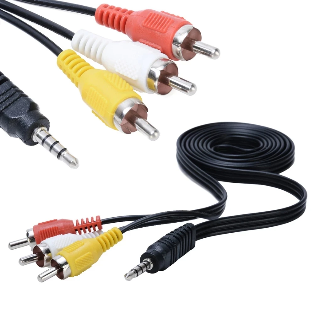 Kabel AUX Jack 3.5mm linia Audio kabel głośnikowy 1M Jack męski do 3 RCA Adapter do zestawu słuchawkowego IPhone wzmacniacz gitarowy mikser