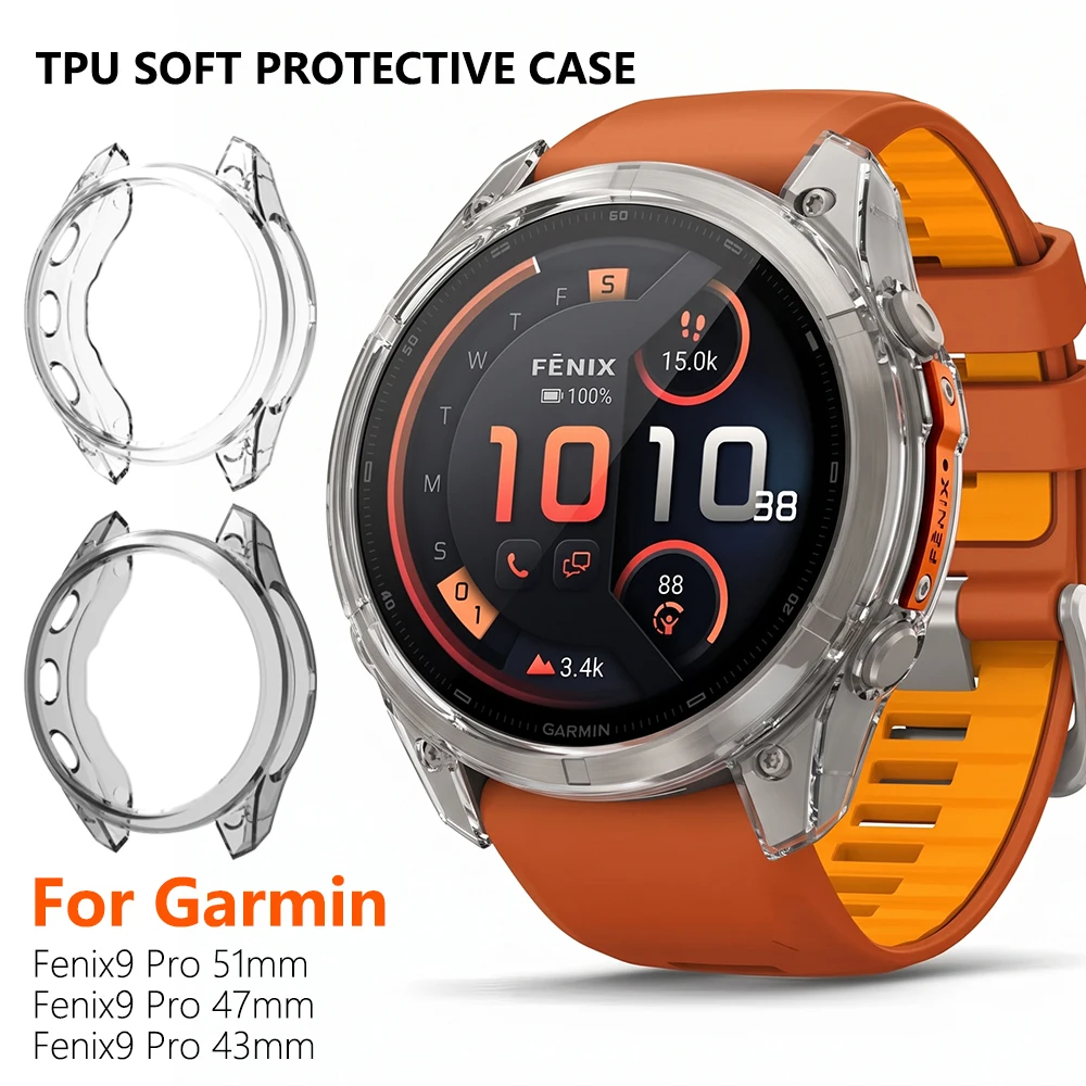 TPU Soft Protective Case For Garmin Fenix 9 Pro 51mm 47mm 43mm Transparent Silicone Protective Cover For Fenix9 Pro Accessories