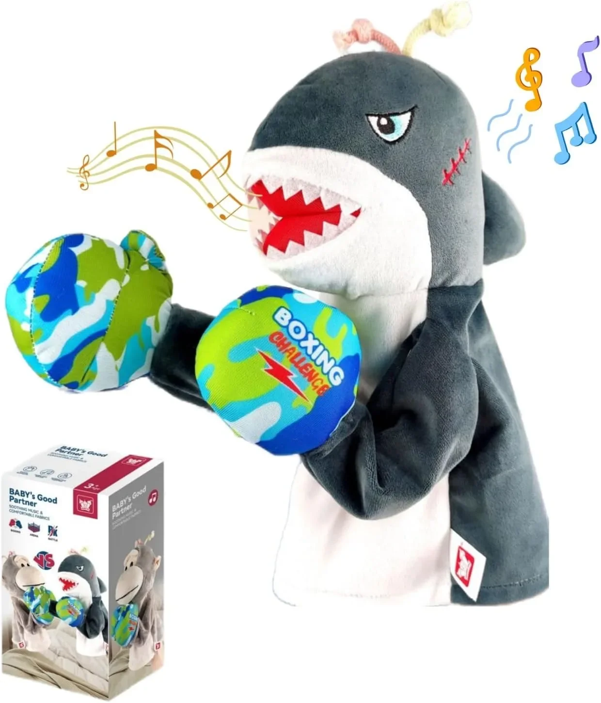 Shark Monkey Boxing Hand Puppet, Kung Fu Shark Monkey Kangaroo Dinosaur Husky Gloves Interactive Hand Puppet Toy