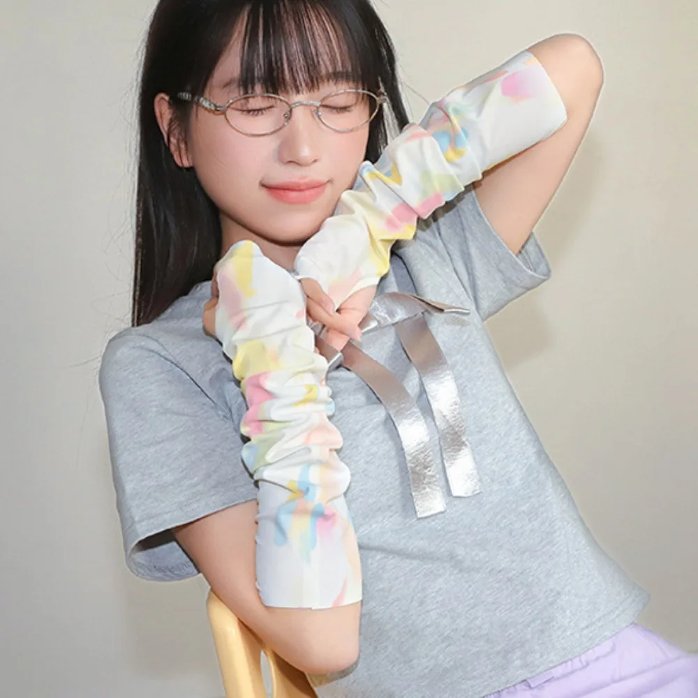 

Cute Colorful Girl Ice Silk Sleeves Anti-UV Seamless Sunscreen Sleeves Fashion UV Insulation Cycling Arm Sleeve Driving