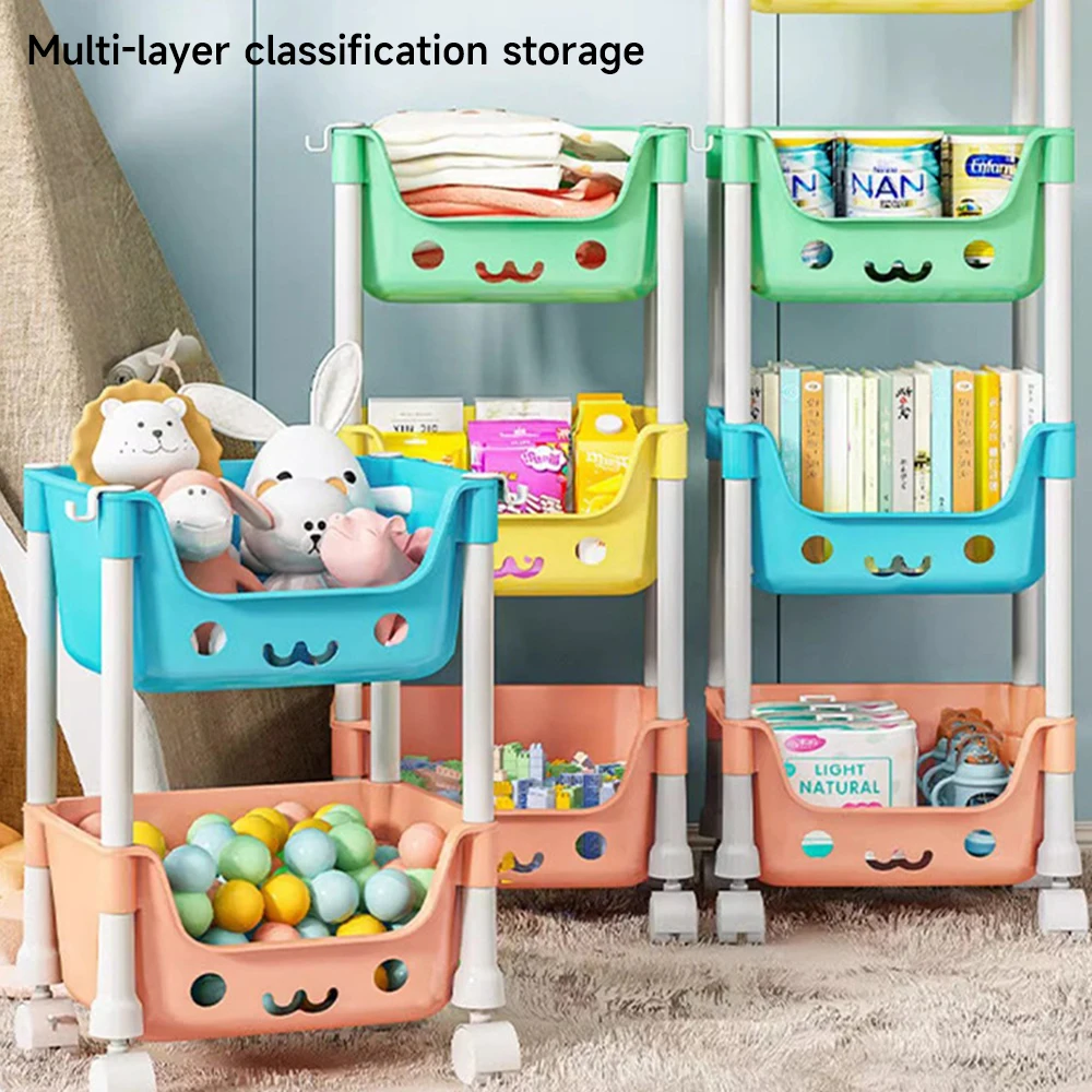 Toy Storage Trolley Bookshelf Snack Rack For Children Storage Organizer Bathroom Accessories Closet Organizer Kitchen Storage