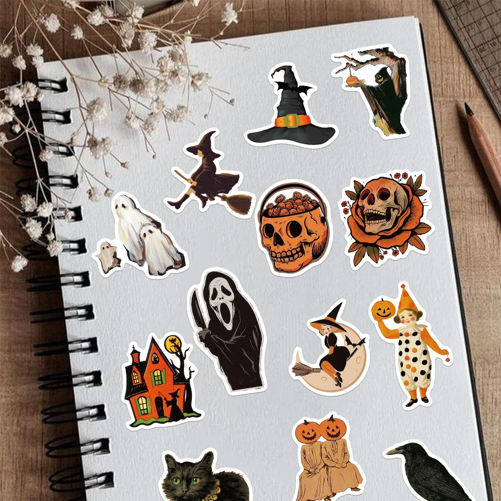50 pezzi adesivi gotici con teschio di zucca strega scrapbook ufficiale chitarra telefono chitarra skateboard decalcomania fresca regalo per feste di Halloween