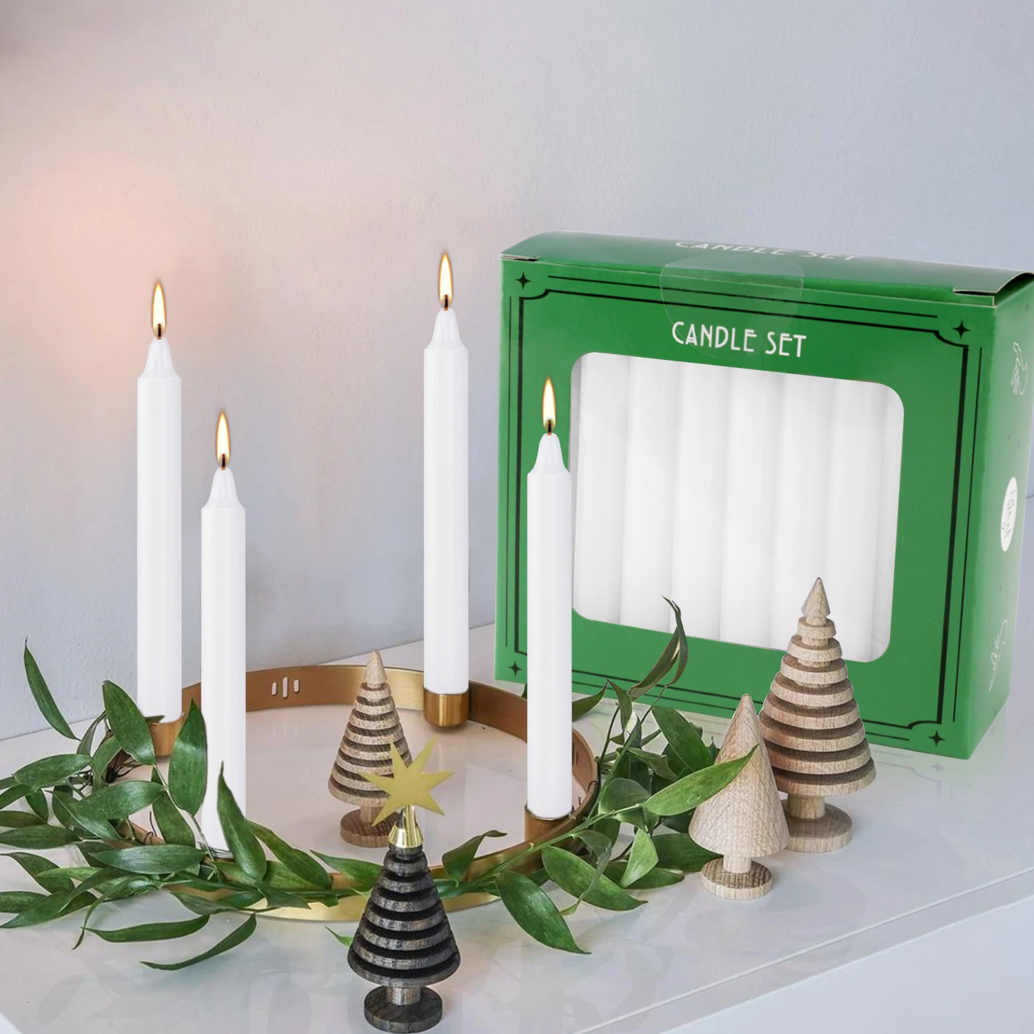 40 White 4-Inch Stick Candles, Drip-Free, Smokeless, Unscented, Household Dinner Candles, Hand-Poured, High-Quality, Suitable for Churches, Homes,