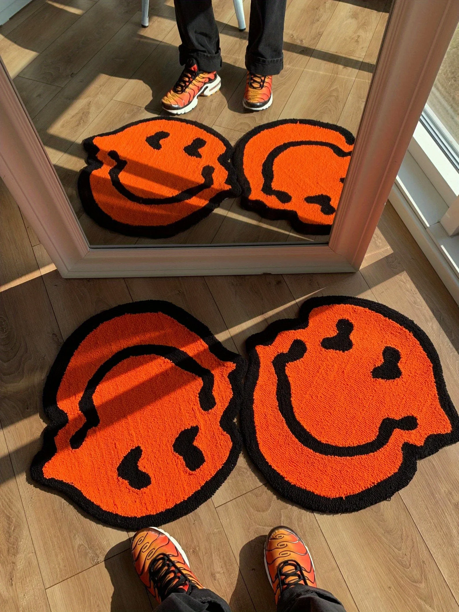 VIKAMA Funky Happy Smiley Fußmatte, rutschfester, waschbarer Eingangsteppich mit Cartoon-Print, waschbare Bodenmatte im Streetwear-Stil für Zuhause – Detail 3