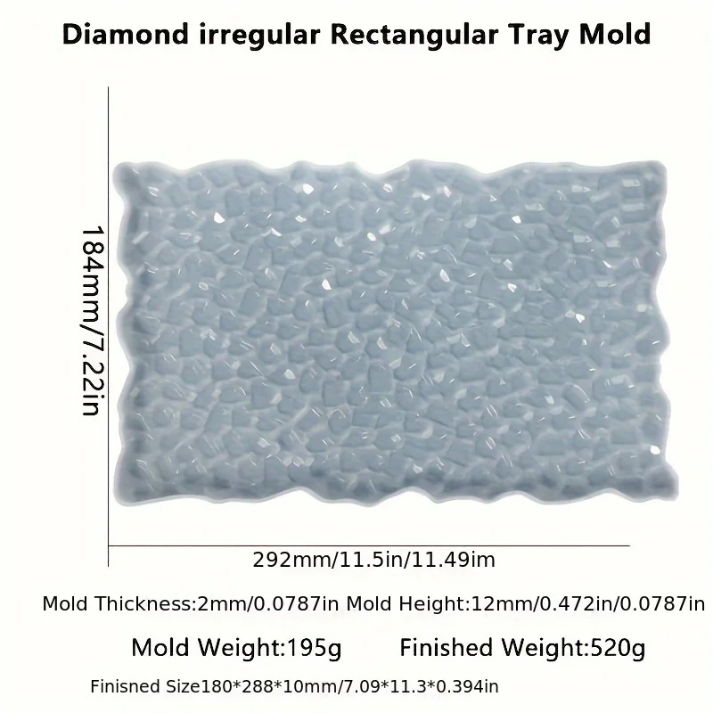 

Прямоугольная силиконовая форма с бриллиантами неправильной формы, плюс два размера золотых ручек, можно использовать в наборах для литья из смолы, домашнего декора, подставке