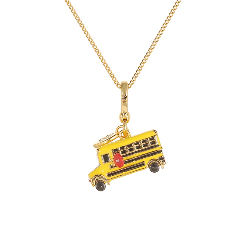 

1Pc Enameled Yellow Car Pendant,School Bus Keychain,Bag Charm, Men's And Women's Jewelry,Gift Necklace,Party Jewelry Decor Prop