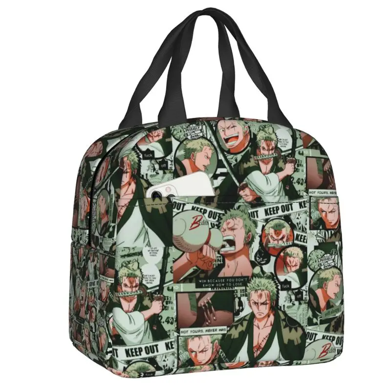 

Custom Zoro O-One P-Piece Anime Resuable Lunch Box for Women Multifunction Thermal Cooler Food Insulated Lunch Bag Office Work