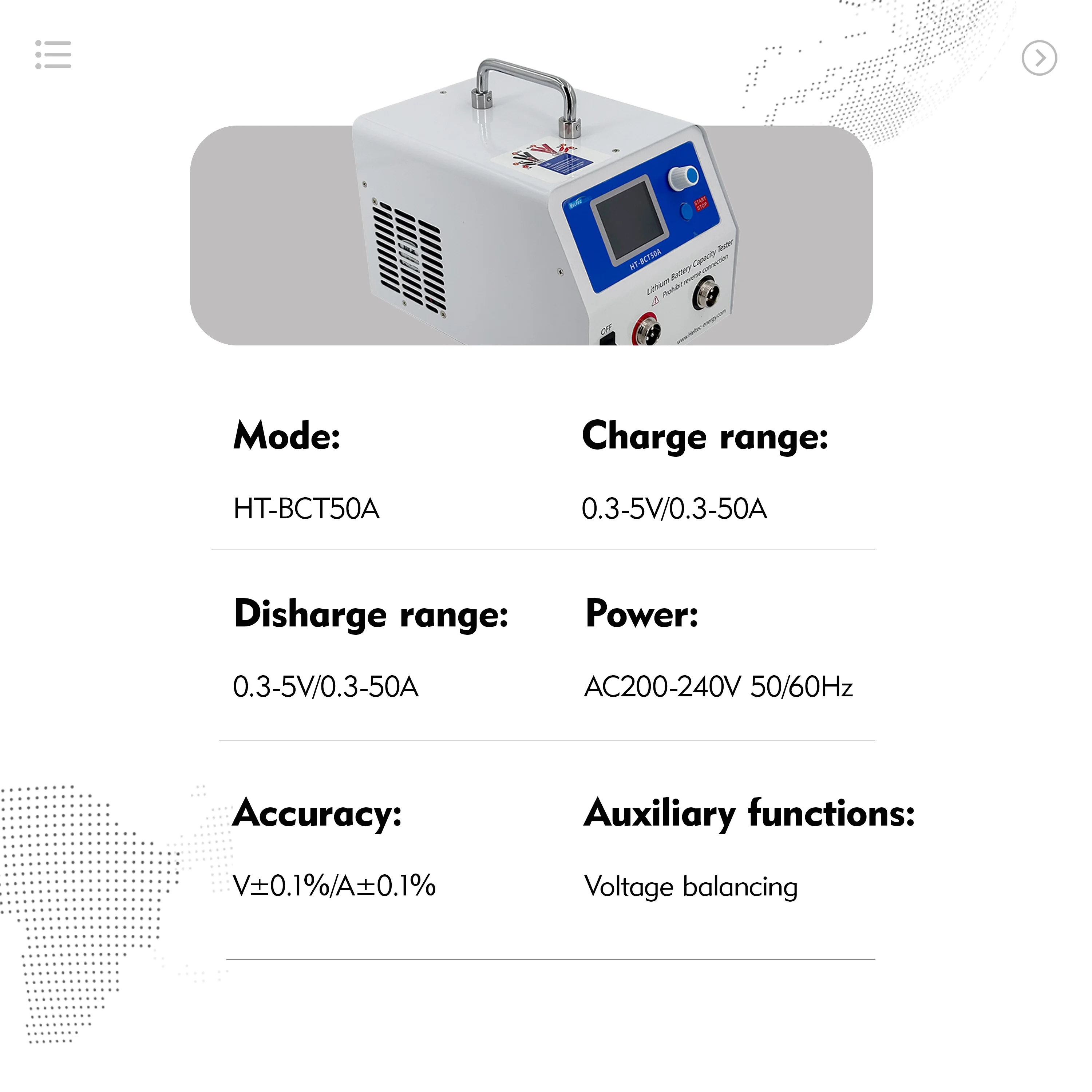 Heltec 10A 50A 5V 30V Battery Charge Discharge Controller Capacity Tester Load Tester for NCM/LiFePO4/NiMH/Lead-acid Battery