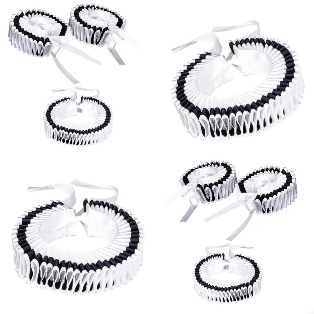 

Y3ne стимпанк викторианский клоун Clown Choker Black Edging Ruffle Ruff Ruff