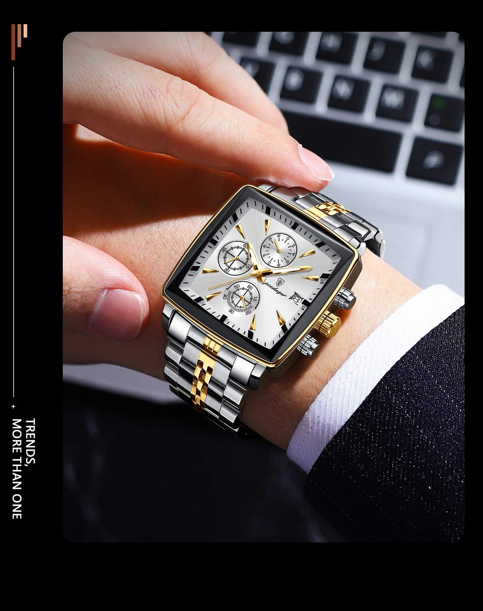 POEDAGAR Top-Luxus-Herren-Armbanduhr Quarz Leuchtend Wasserdicht Edelstahl Herrenuhr Chronograph Datum Business-Herrenuhren – Detail 16