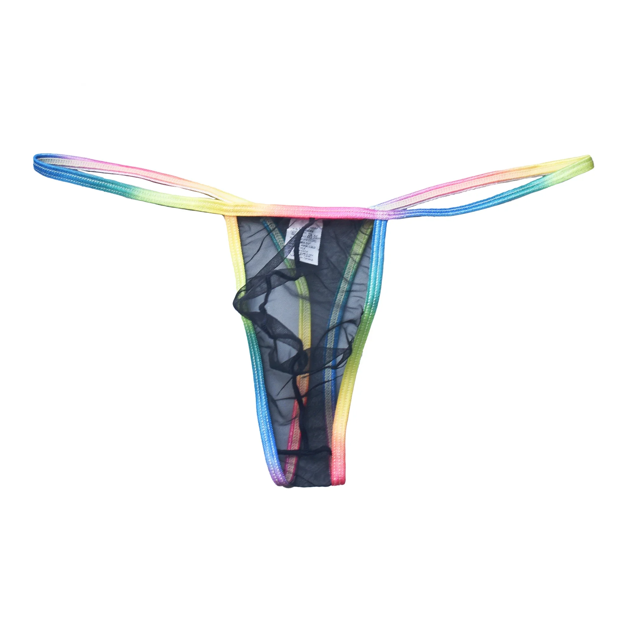 بيكيني شفاف مثير للرجال سروال داخلي على شكل حرف T من الخلف رفيع شبكي يسمح بمرور الهواء ثونج منخفض الخصر منتفخ الحقيبة شفافة من خلال ملخصات G-strings #2