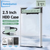 2.5'' HDD SSD Case Smart Display External HDD Shell USB3.2 Gen2 Enclosure Hard Drive Clear Portable Storage Case for Laptop PC