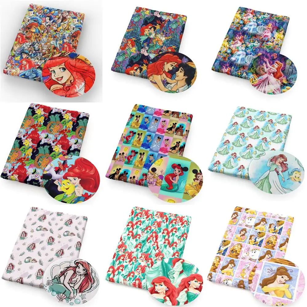 

50*145cm Disney Mermaid Printed Polyester Pure Cotton Material Patchwork Tissue Sewing Quilting Fabrics Needlework Bag