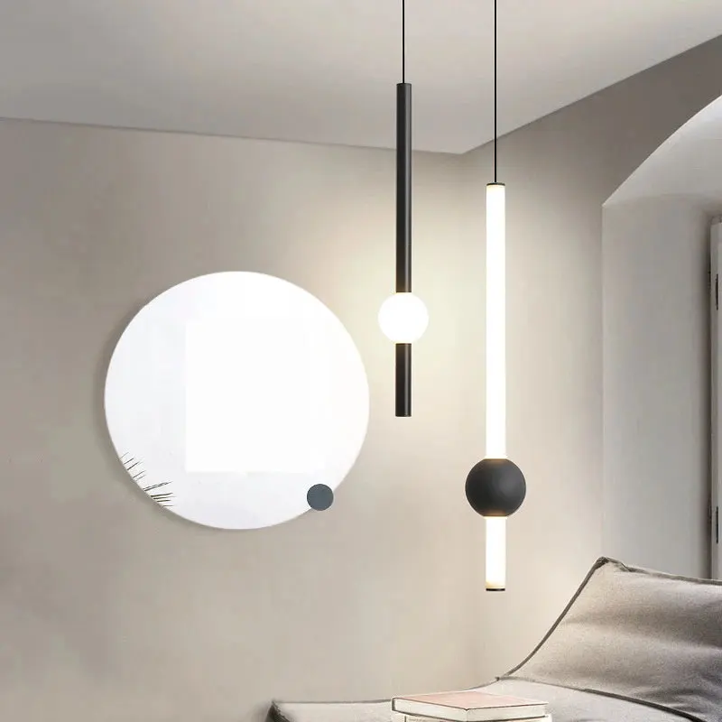 Modern LED Pendant Lights White/Black Hanging Lamps For Bar Restaurant Bedroom Bedside Living Room Minimalist Fixtures