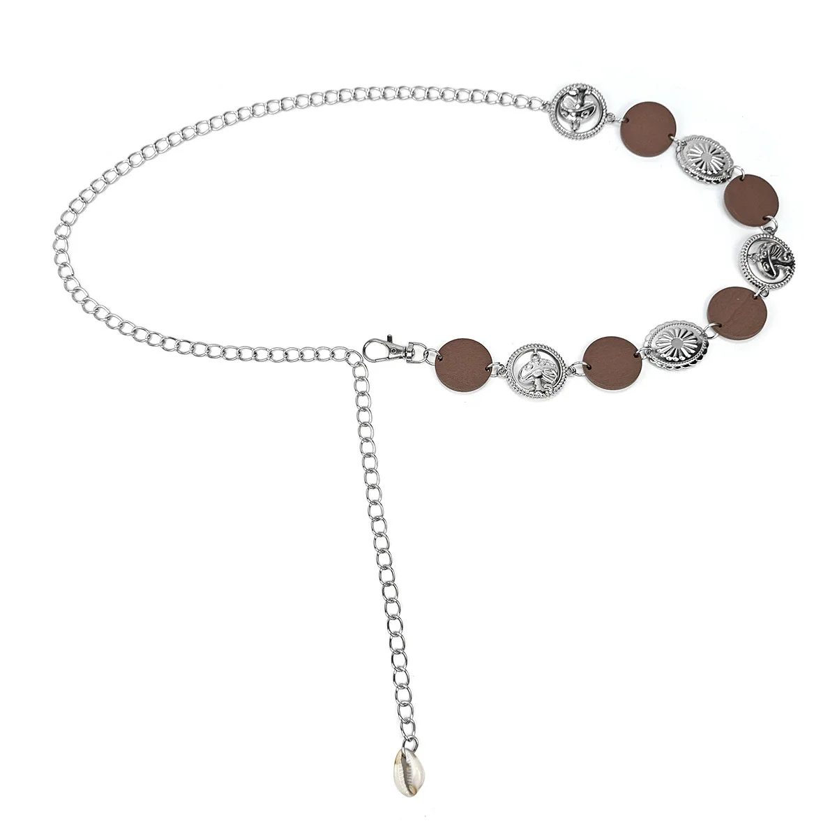 سلسلة خصر معدنية للنساء على الطراز الغربي تصميم فريد من نوعه حزام إحساس ريترو يشعر بصور صغير سلسلة سراويل