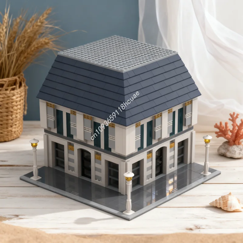 

1232pcs MOC Modular Streetscape Art Deco Style Bank Model Building Toy Blocks Construction Christmas Gift Idea Education