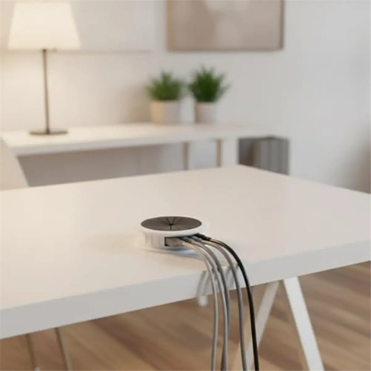 Desk Cable Grommet Cover for 2-Inch Holes, Snap-in ABS Ring to Hide Pre-Drilled Openings and Organize Cords