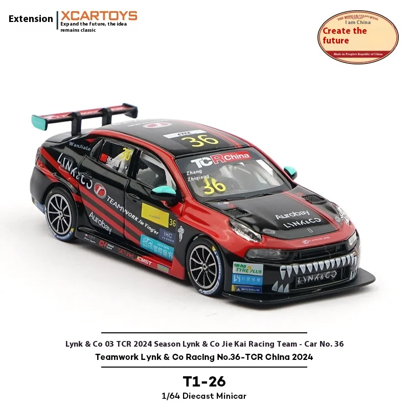 Xcartoys 1:64 trabajo en equipo Lynk & Co Racing No.36-Tcr China 2024 colección de modelos de coches fundidos a presión en miniatura