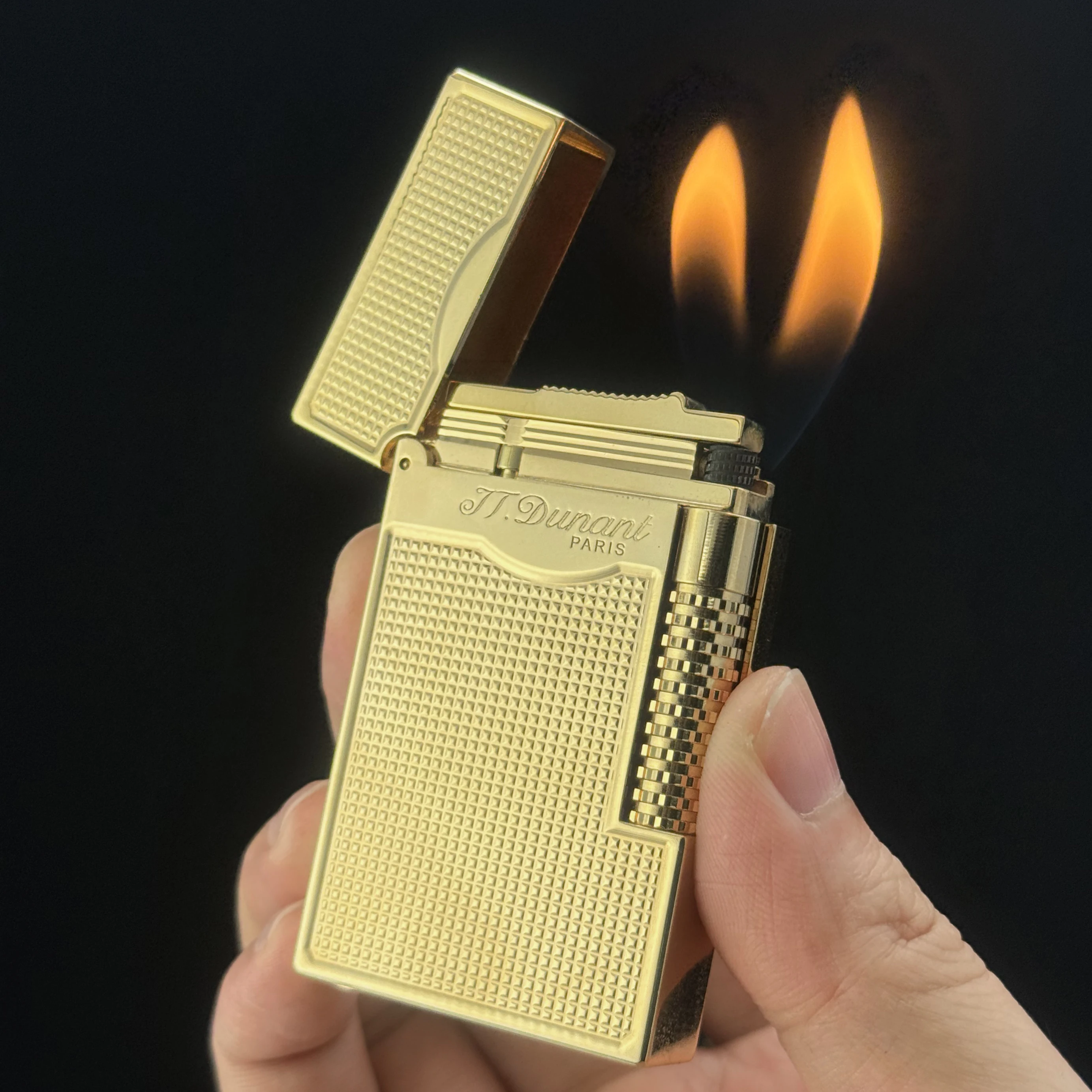 

Роскошная зажигалка с двойным пламенем, громкий звук, бутановая многоразовая зажигалка для сигар, мемориальный инструмент для курения, подарок для курильщика, ограниченная серия