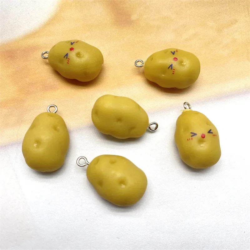 10Pcs 3D Cute Mini Potato Food Resin Fun Potato Pendant Wholesale For Phone Keychains Earrings Bracelet DIY Crafts Jewelry Make