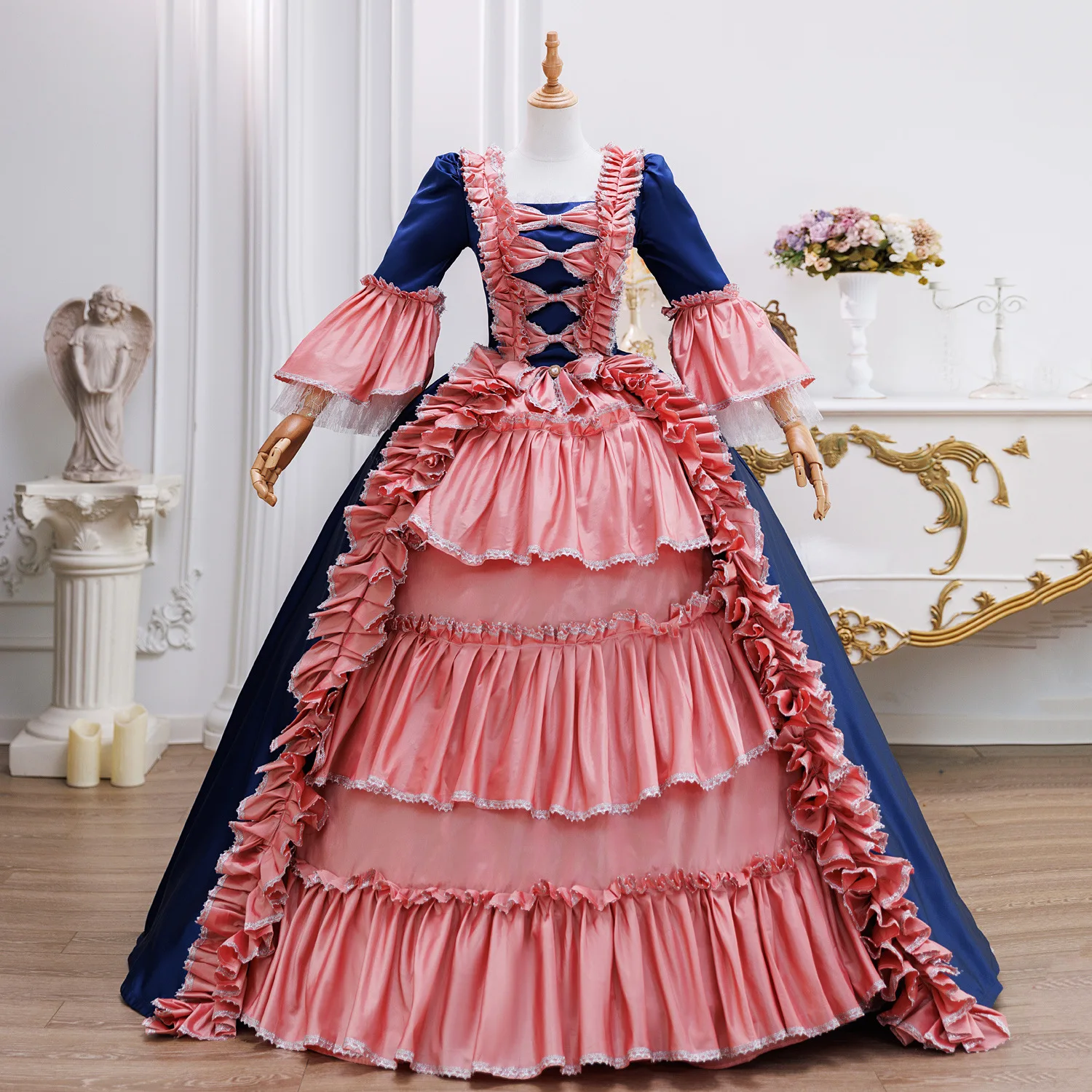 

Navy Blue Noble Princess Oil Painting Travel Photo Banquet Costume Party Drama Performance British Dress Vestidos Fiesta De Lujo