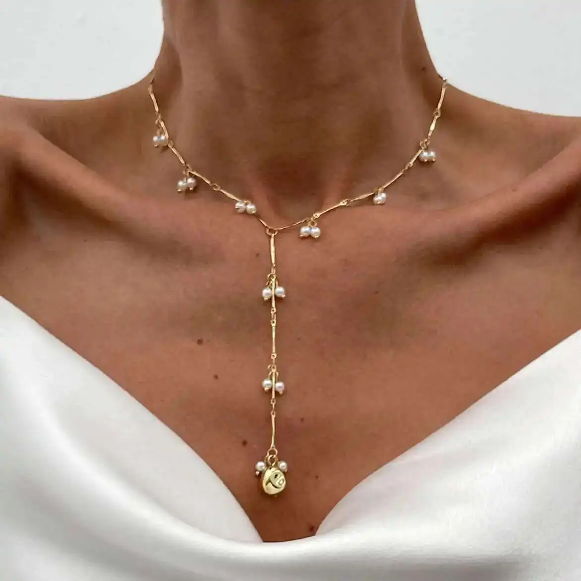

Lacteo Simple Imitation Pearl Beads Pendant Choker collarbone Necklace for Women Long Tassel Pendant Fashion Sexy Jewelry New﻿ ﻿