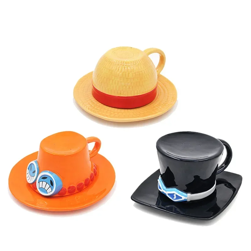 One Piece Mug Water Cup Cosplay Creative Three Brothers Hat Shaped Coffee Cup Anime Chopper Ace Sabo Ceramic Cup For Parties