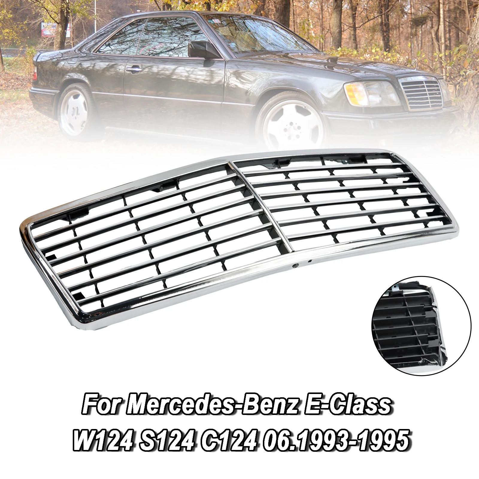 Front Bumper Grille Grill Fit for Mercedes-Benz E-Class W124 S124 C124 1993-1995