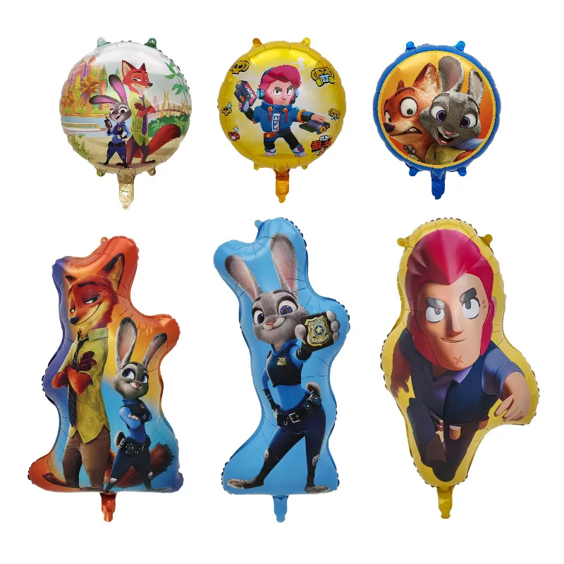 New Wilderness Brawl Theme Birthday Decor Colt Judy Nick Zootopia Foil Balloon Party Game Brawl Stars Baby Shower Supplies Gift