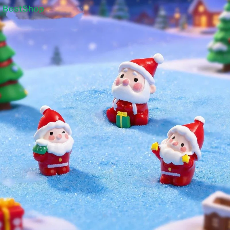 〔P〕4Pcs Landscape Dollhouse Ornament Home Decor Bonsai Decorations Christmas Figurines Santa Claus Xmas Miniature