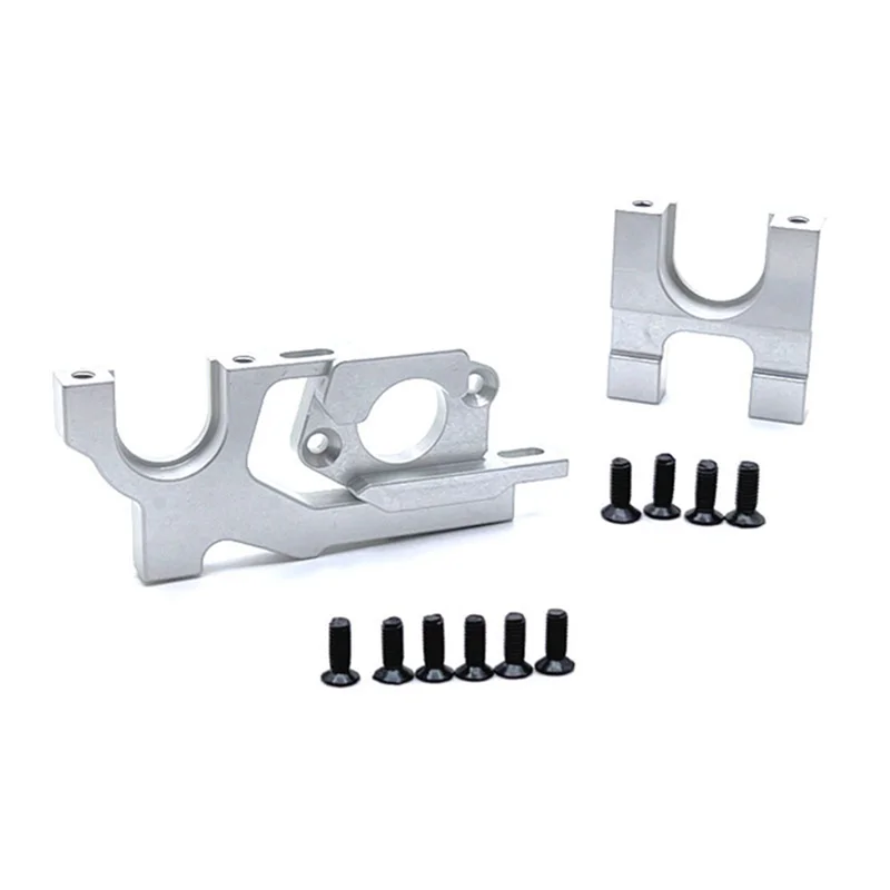 Metal Adjustable Motor Mount and Center Gear Mount Set for Wltoys 104072 104001 104002 1/10 RC Car Upgrades Parts,Silver