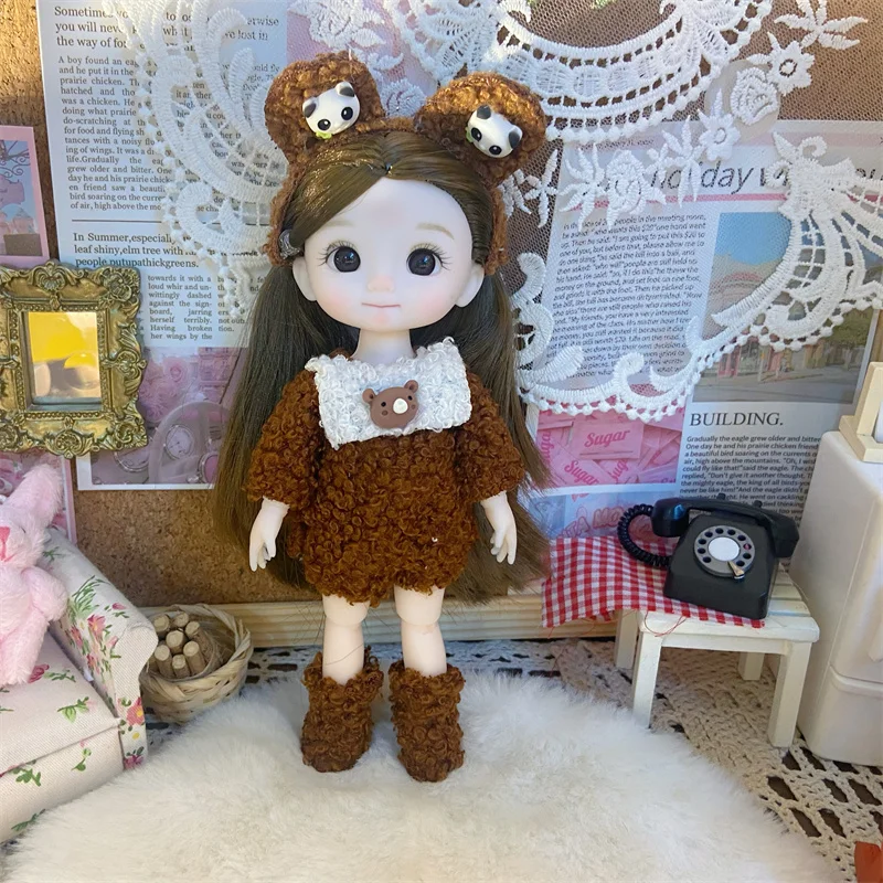 16cm Dolls for Girls Children\'s Toys 1/8 BJD Mini Dolls Kawaii with Clothes Birthday Xmas Gifts Princess Dress Up Toy