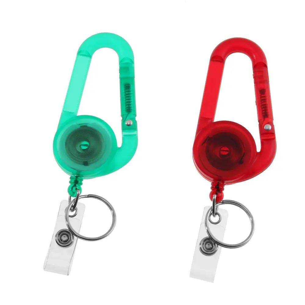 

Transparent Office Card Holder Outdoor Anti Lost Badge Reel Clip Badge Holder Carabiner Keychain Easy Pull Buckle