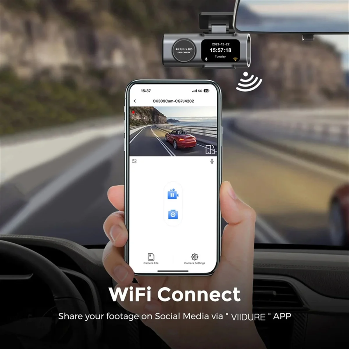 

2025+ 4K Dashcam Mini Camera Recorder GPS Wifi 64G Parking Dual Lens with 1080P Rearview Camera Night Vision Black Box for Car