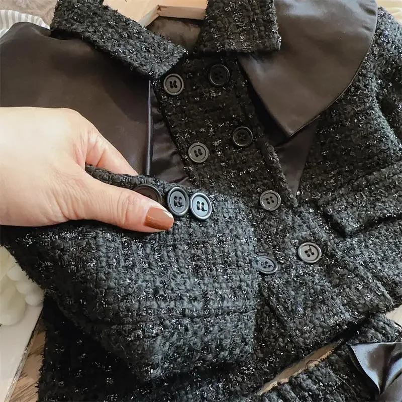 

2026 New Princess Baby Girls Outfit Set Lace Shirt Coats Pants Birthday Party Children's Clothes Spring Autumn 90-140cm