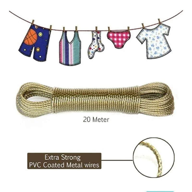 10/20/30/50 متر بولي كلوريد الفينيل طلاء الصلب الغسيل في الهواء الطلق المحمولة الغسيل حديقة التخييم السفر الملابس تجفيف حبل #1