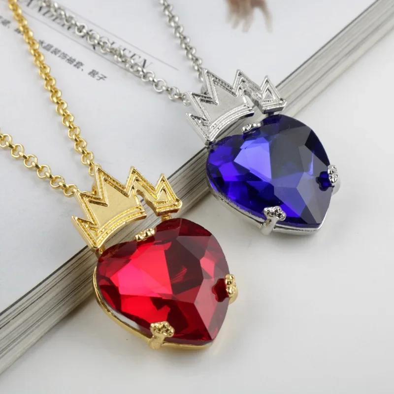 Disney Descendants 3 Necklace Mal Crystal Crown Pendant  In The Heart of The Sea Necklace Girls Women Accessories Birthday Gift