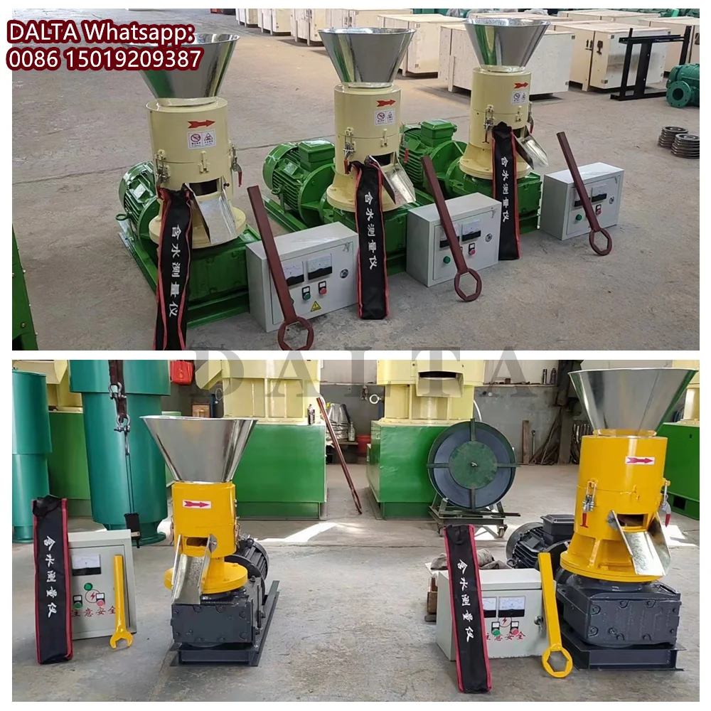 100-150กิโลกรัม/ชั่วโมงชีวมวลการเผาไหม้ไม้เม็ดเครื่องขี้เลื่อยเม็ดลูกกลิ้งหมุนแบน Die เม็ดเครื่อง