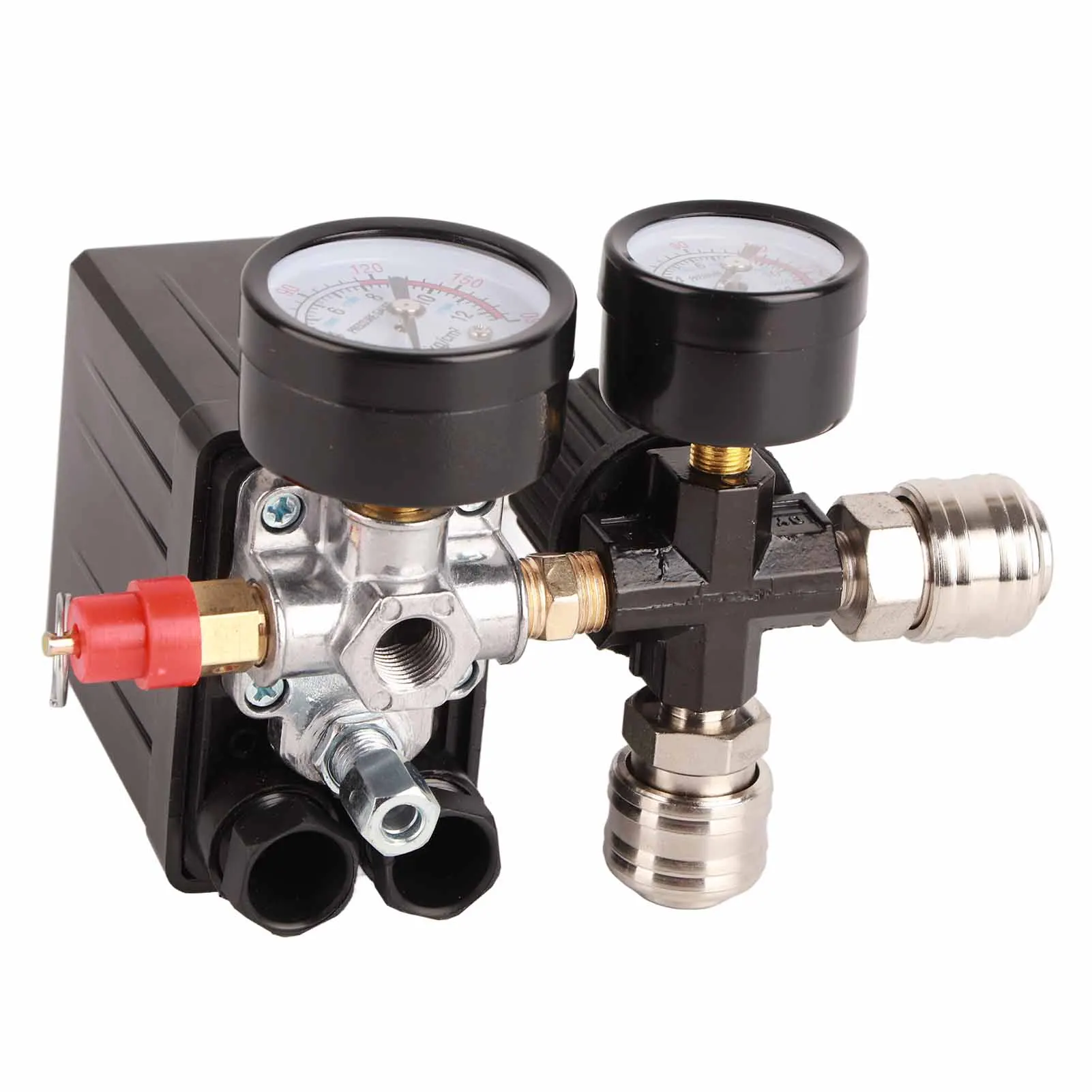 【New】Air Compressor Pressure  Air Compressor Pressure  1/4in 4 Holes Controller Regulator Valve 90‑120PSI 220V
