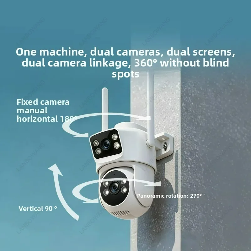 For Home Security 4MP 2K Dual Lens PTZ Wireless IP Dome Camera, Icsee APP Supported Full Color AI Human Detection CCTV Monitor