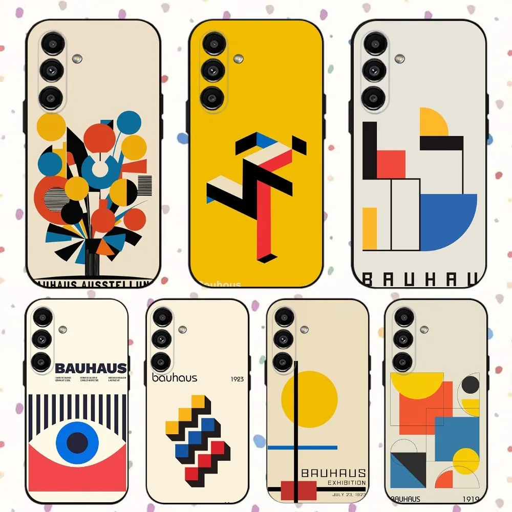 

Geometric Bauhaus art Phone Case For Samsung S24,S21,S22,S23,S30,Ultra,S20,Plus,Fe,Lite,Note,10,9,5G Black Soft Cover