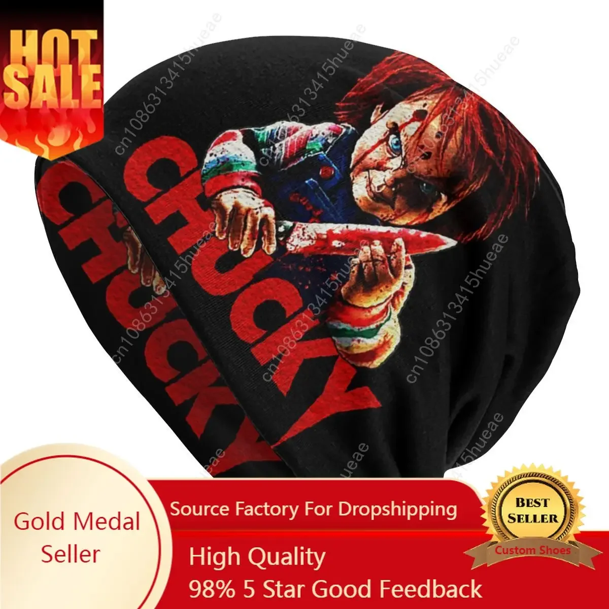 

Chucky Killer Horror Halloween Skullies Beanies Men Women Winter Warm Slouchy Beanie Hat Child's Play Movie Knit Bonnet Cap Ski