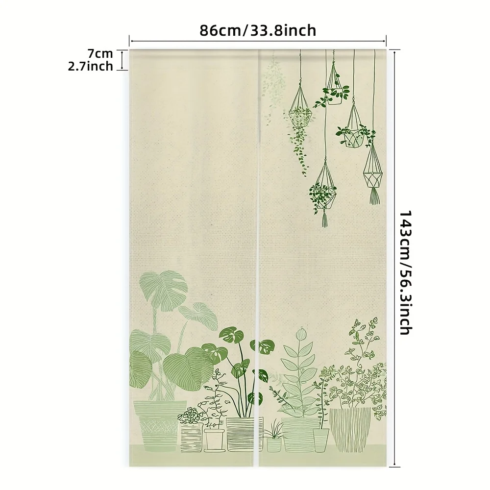 Tropical Botanical Greenery Door Curtain Room Divider Privacy Screen Boho Jungle Print Window Decor Natural Indoor Plant Life Fi