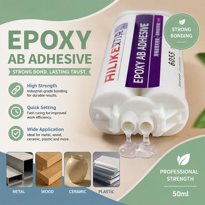 Epoxy AB Adhesive Clear Glue Waterproof Heat Resistant Fast Curing Bond for Metal Glass Ceramic Jewelry Jade Crystal Marble