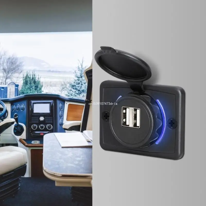 Car USB Outlet Panel 12V-24V Double USB Output Charging Socket for Bus Boat Auto Dropship