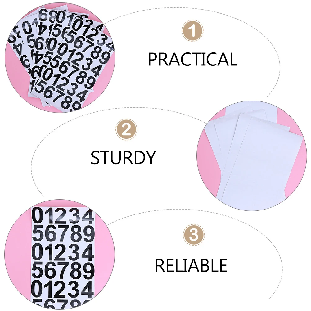

6 Sheets Digital Stickers Waterproof Pasters Serial Number Round Sign PVC Easy Stick Peel No Residue Folder Labels