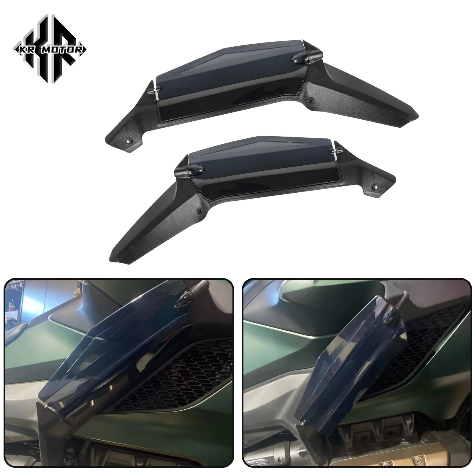 Motorcycle Adjustable Side Wing Windshield Air Deflector ABS Plastic Black For Honda Gold Wing GL1800 GL 1800 Tour 2018-2024