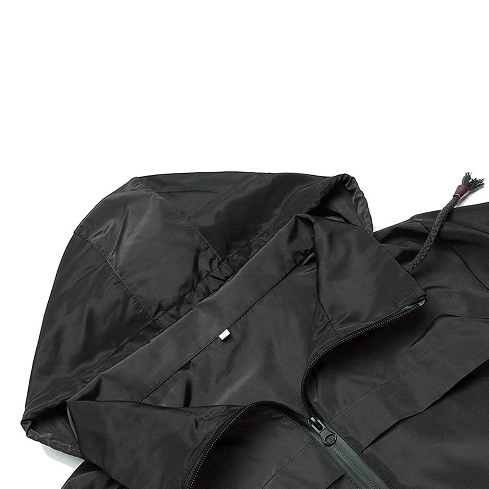 

Women's Waterproof Raincoat Lightweight Hooded Windproof Mountaineering Suit Black Xxl Outdoor Long Active Hiking Rainwear